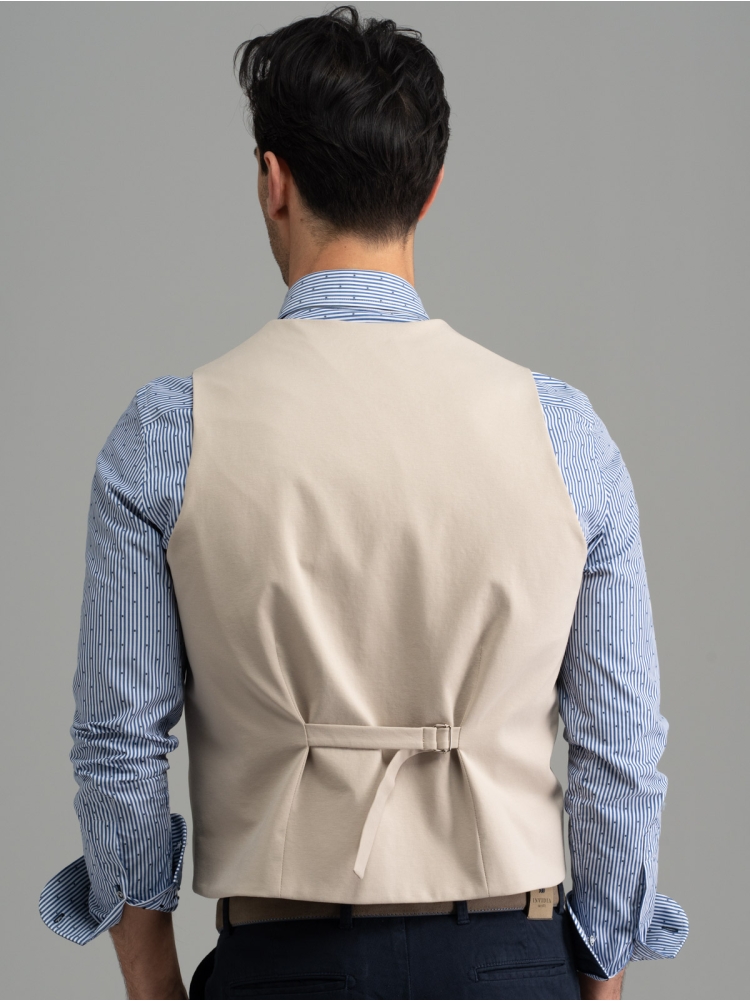Gilet uomo in tessuto Punto Milano sabbia