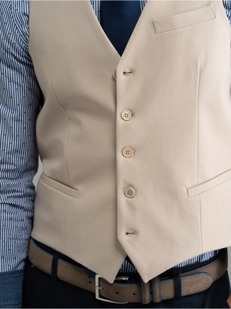Gilet uomo in tessuto Punto Milano sabbia