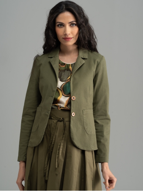 Giacca donna di cotone stretch verde militare
