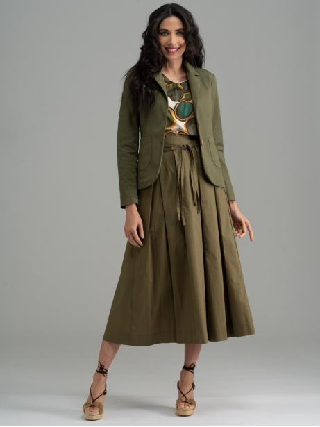 Giacca donna di cotone stretch verde militare 2