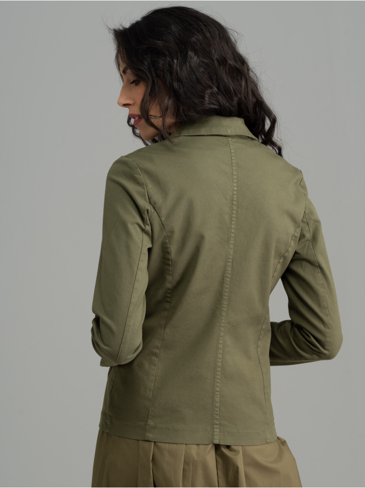 Giacca donna di cotone stretch verde militare