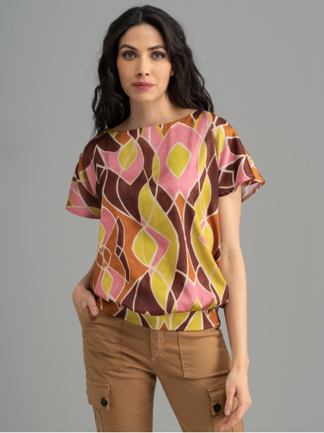 Camicia donna stampata con fiocco dietro