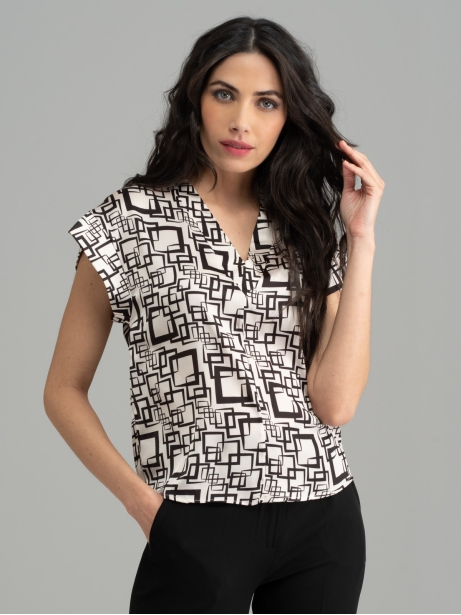 Camicia donna stampa optical collo a v 2