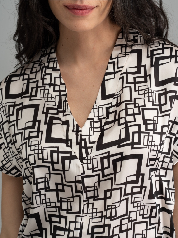 Camicia donna stampa optical collo a v