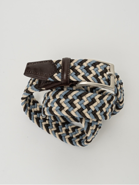 Cintura uomo treccia Poly con dettagli in pelle