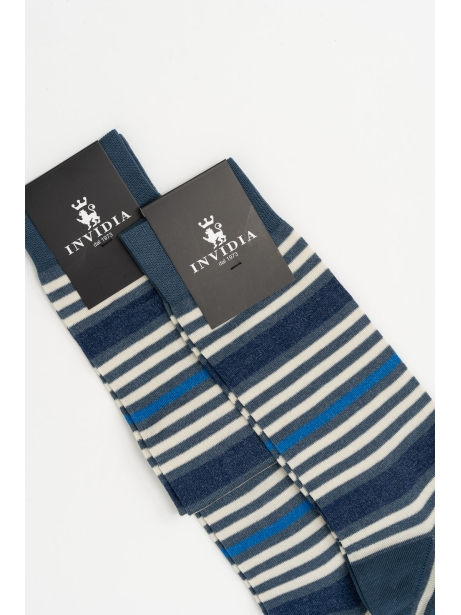 Calza uomo a righe avio e blu