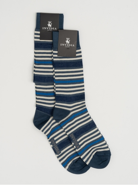 Calza uomo a righe avio e blu 2