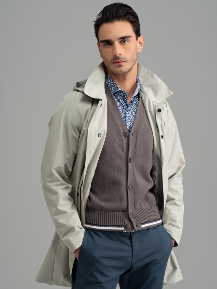 Spolverino uomo antipioggia con cappuccio