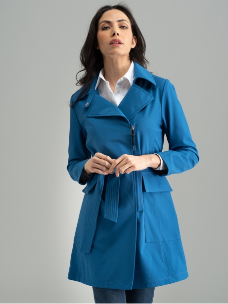 Trench donna lungo con tasche applicate e cintura