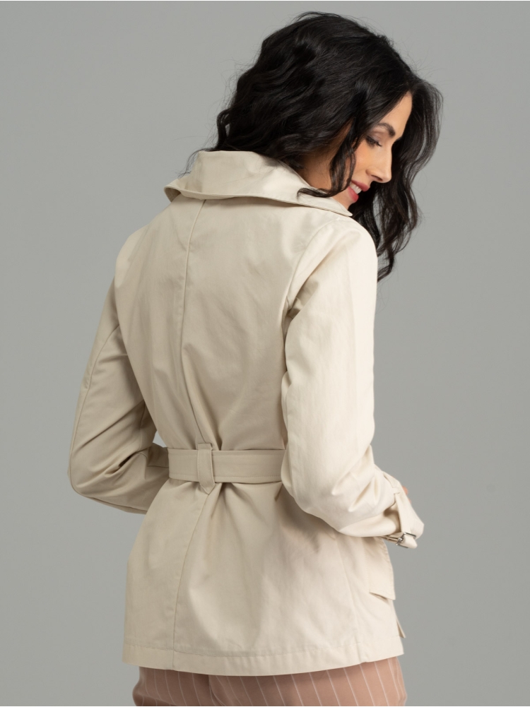 Spolverino donna sabbia corto doppio petto