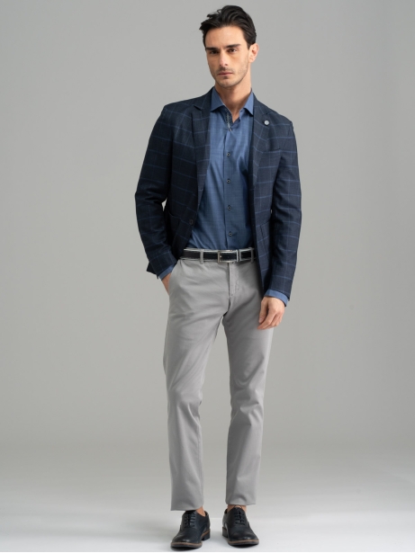 Giacca uomo in tessuto Tartan blu 2