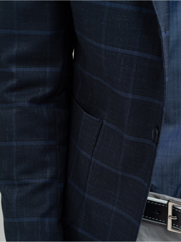 Giacca uomo in tessuto Tartan blu