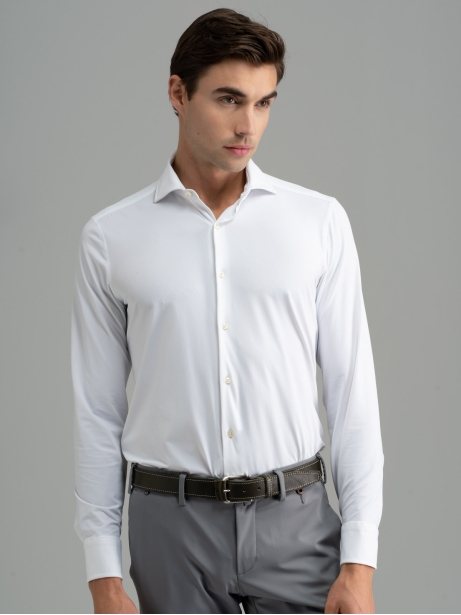 Camicia uomo TECNO trama diagonale collo semi francese