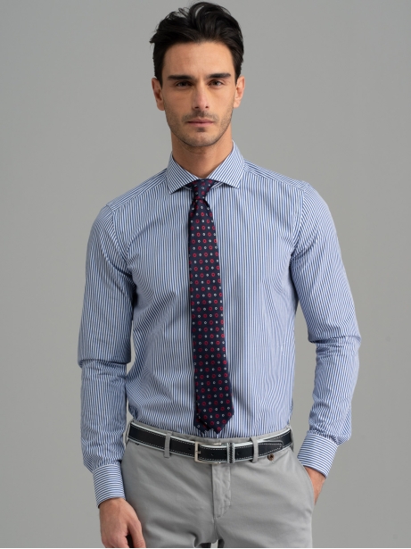 Camicia uomo office a righe collo semi francese