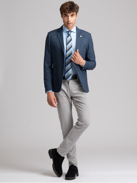 Giacca uomo fantasia occhio di pernice in Jersey avio