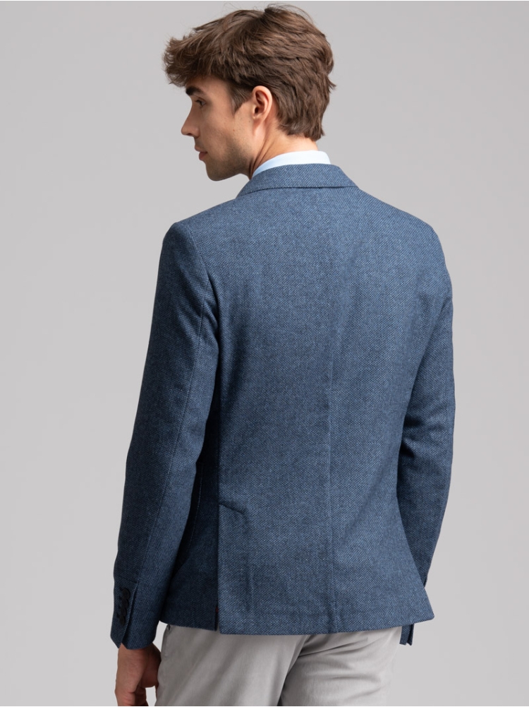 Giacca uomo fantasia occhio di pernice in Jersey avio