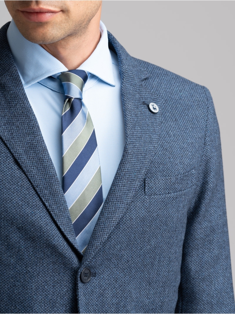 Giacca uomo fantasia occhio di pernice in Jersey avio