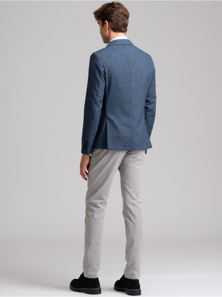 Giacca uomo fantasia occhio di pernice in Jersey avio