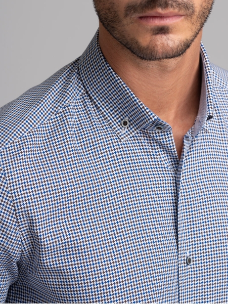 Camicia uomo fantasia pied de poule collo button down 2