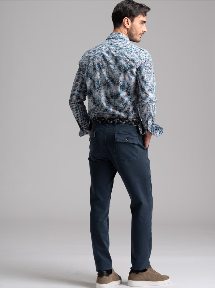 Camicia uomo stampa pois collo semi francese