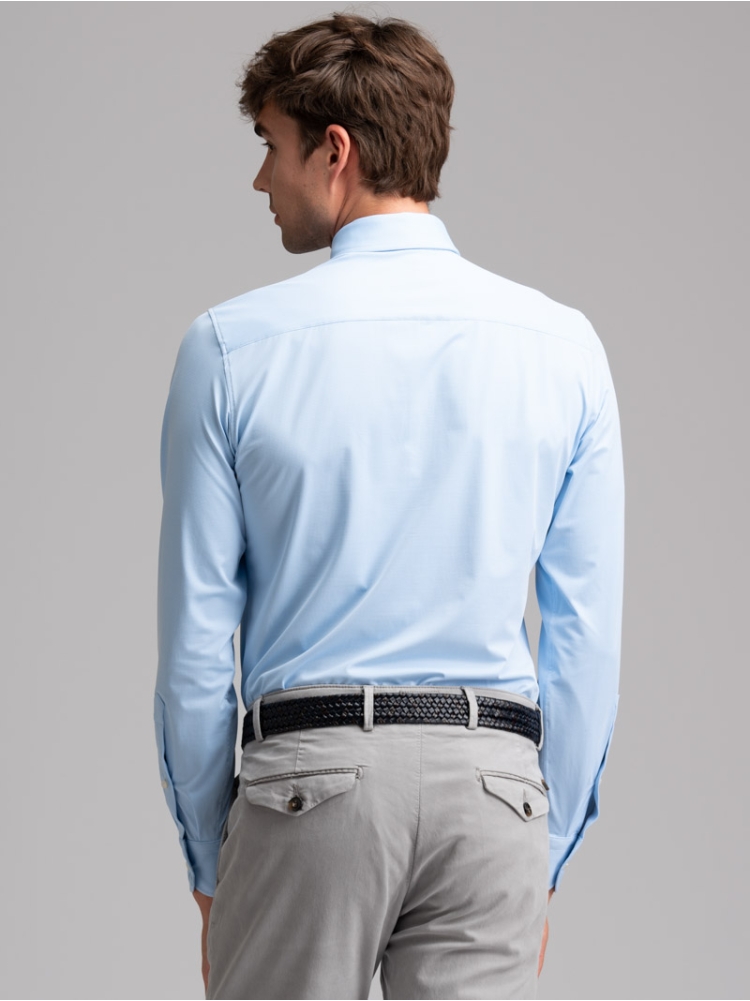 Camicia uomo TECNO quadretto azzurro collo semi francese