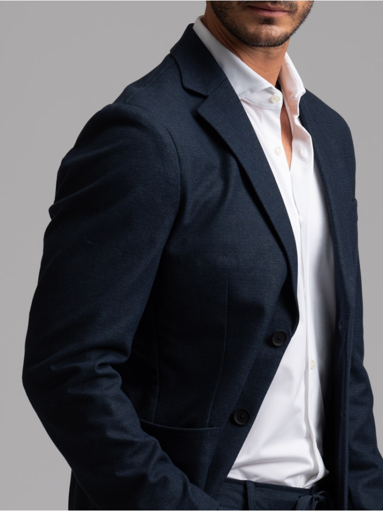 Giacca uomo Principe di Galles in Jersey blu