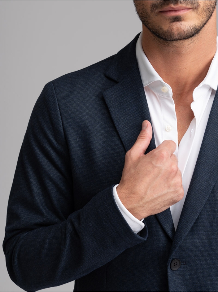 Giacca uomo Principe di Galles in Jersey blu