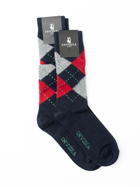 Calza uomo fantasia rombo misto cashmere