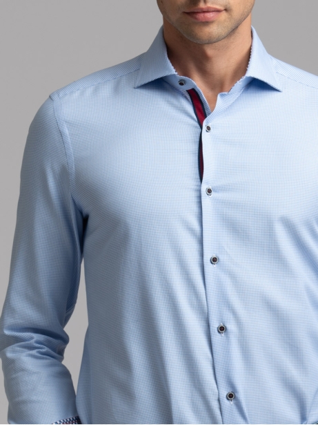 Camicia uomo azzurra armaturata collo semi francese 2