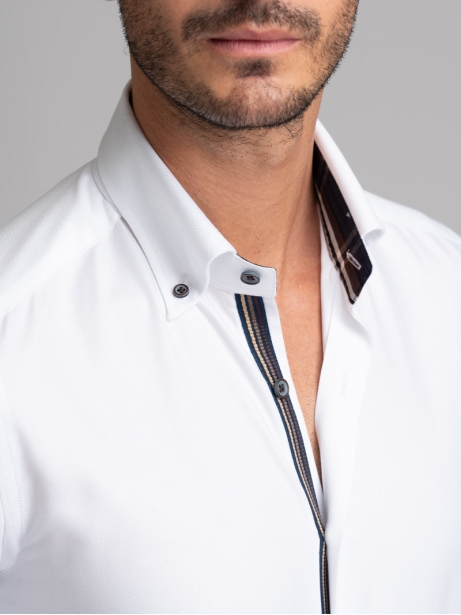 Camicia uomo bianca armaturata collo button down 2