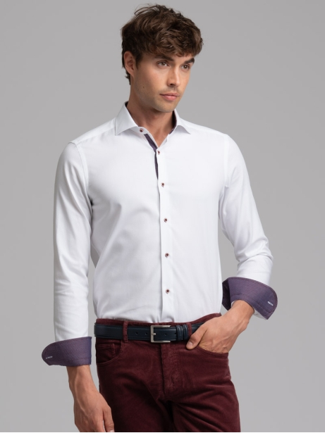 Camicia uomo bianca armaturata collo semifrancese