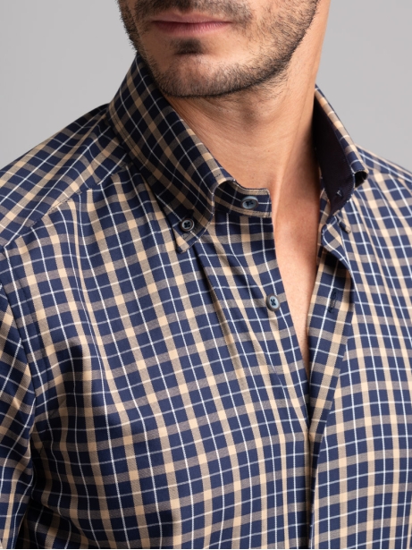 Camicia uomo a quadri con toppe collo button down 2