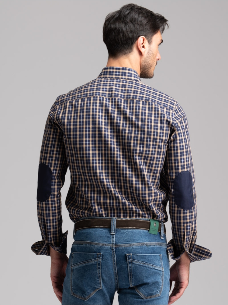 Camicia uomo a quadri con toppe collo button down