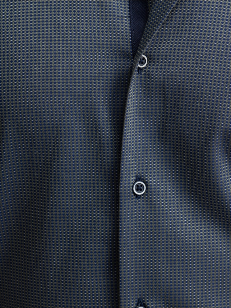 Camicia uomo pois blu e verde collo semi francese