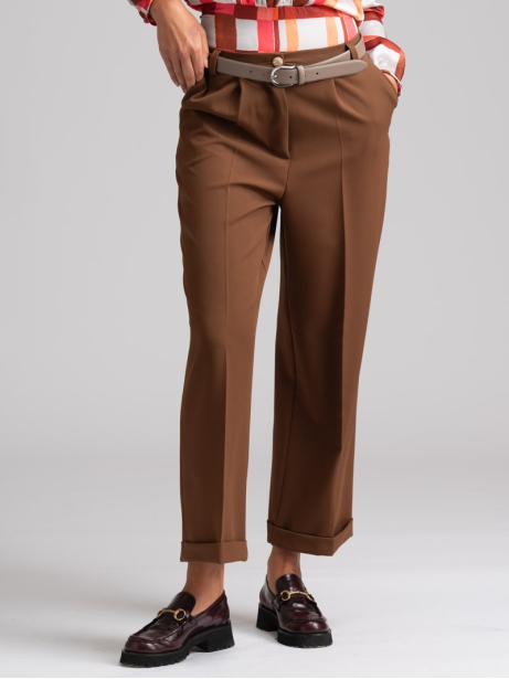 Pantalone donna a palazzo in tessuto Cavallery tabacco 2