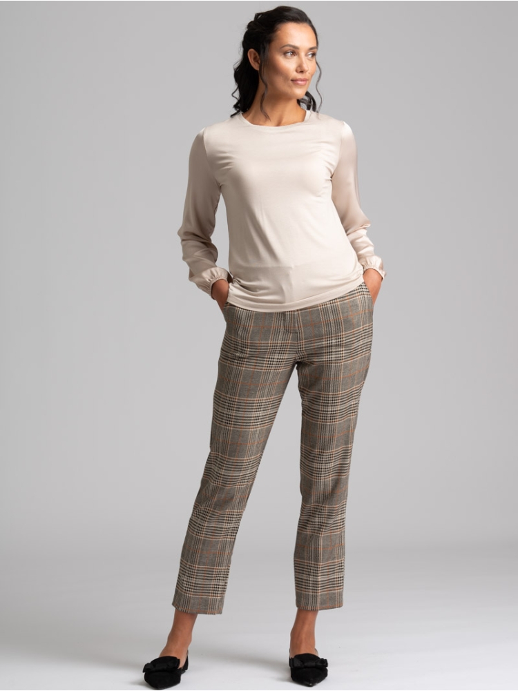 Maglia donna fluida in satin e jersey