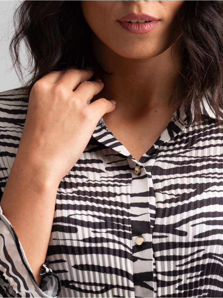 Camicia donna in georgette zebrato con plissé