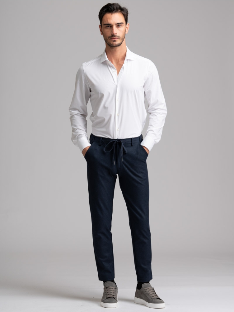 Pantalone uomo blu in jersey stampato