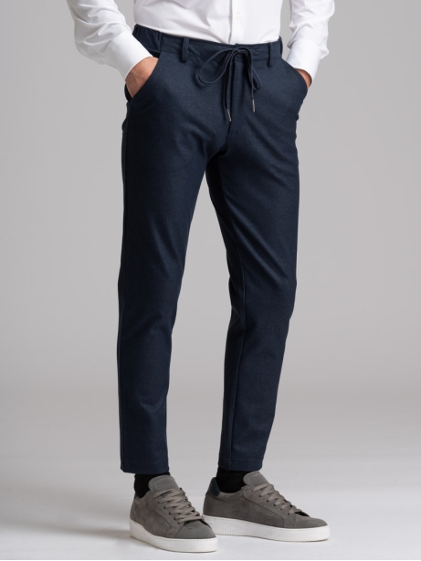Pantalone uomo blu in jersey stampato