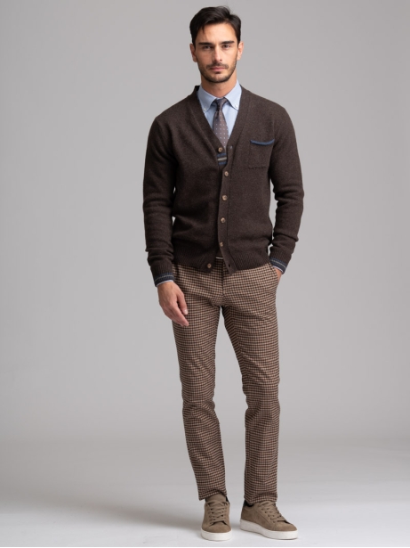 Cardigan uomo misto lana con bottoni e taschina