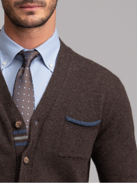 Cardigan uomo misto lana con bottoni e taschina 2