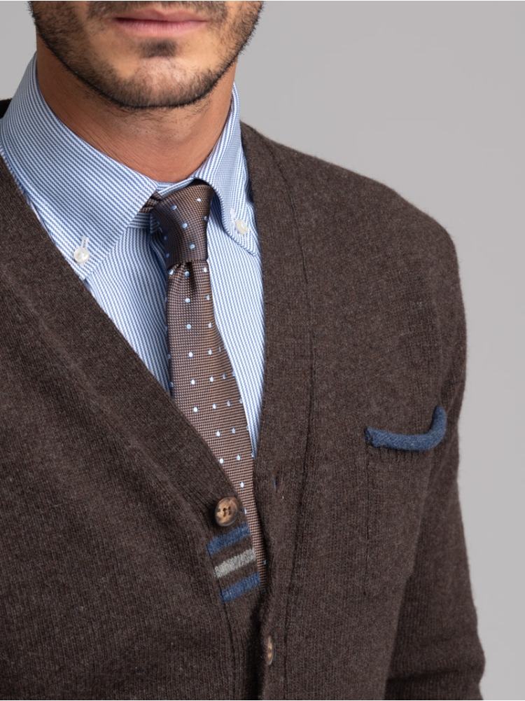 Cardigan uomo misto lana con bottoni e taschina
