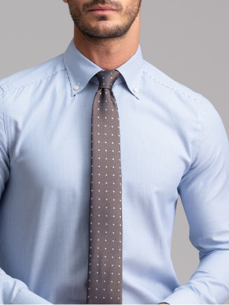 Camicia uomo micro riga azzurra collo button down 2