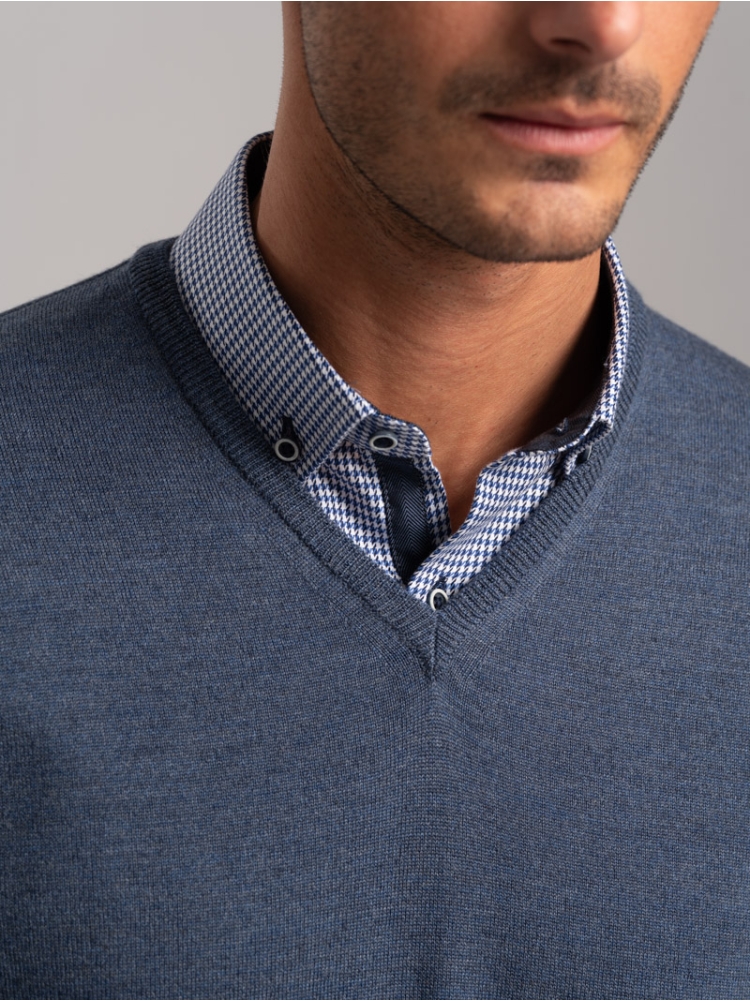 Maglia uomo lana merinos scollo a V