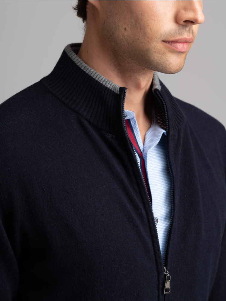 Maglia uomo full zip con dettagli a...