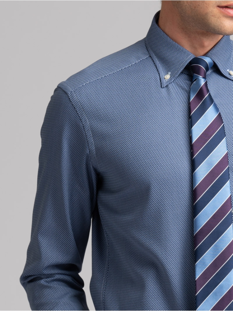 Camicia uomo regular blu e azzurra collo button down
