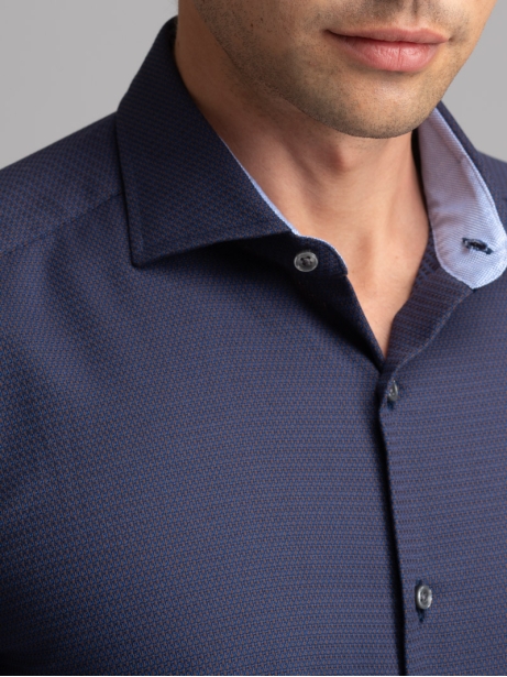 Camicia uomo regular blu e moro collo semi francese 2
