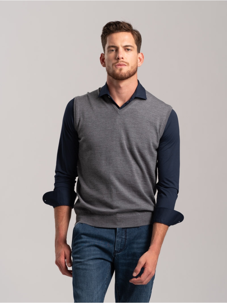 Gilet uomo smanicato lana merino