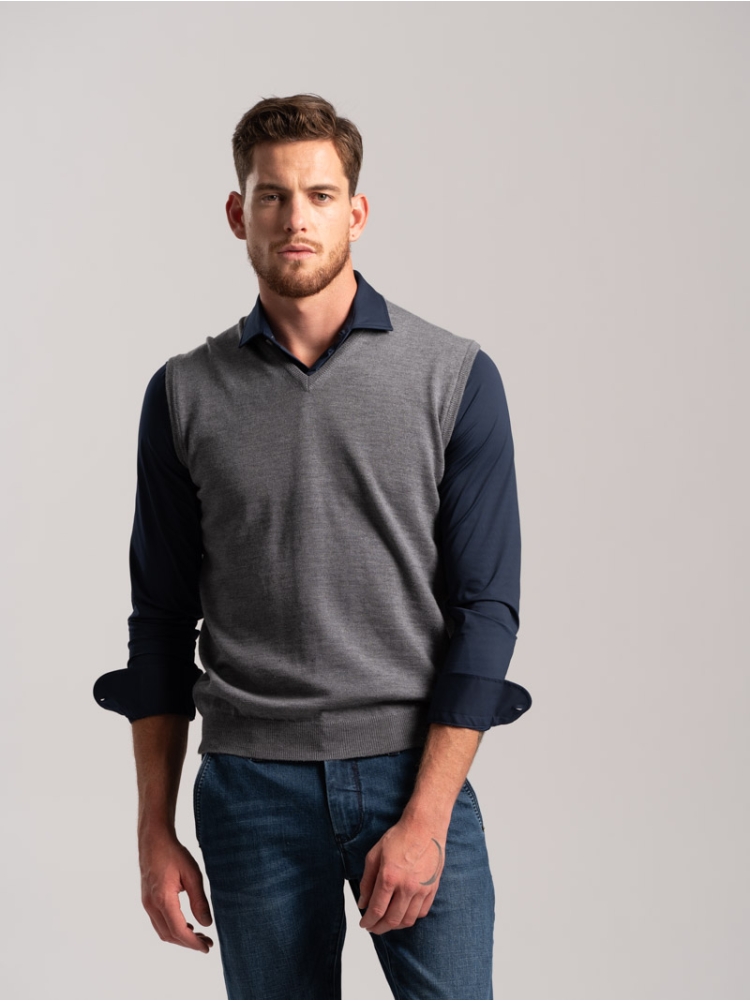 Gilet uomo smanicato lana merino