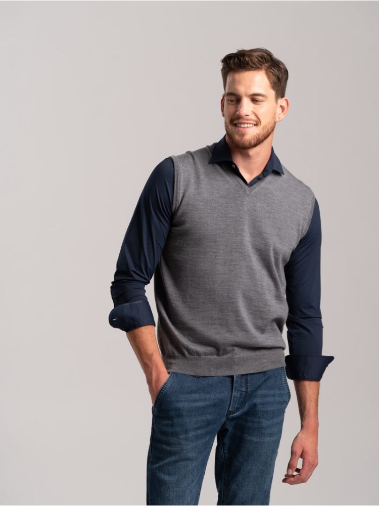 Gilet uomo smanicato lana merino